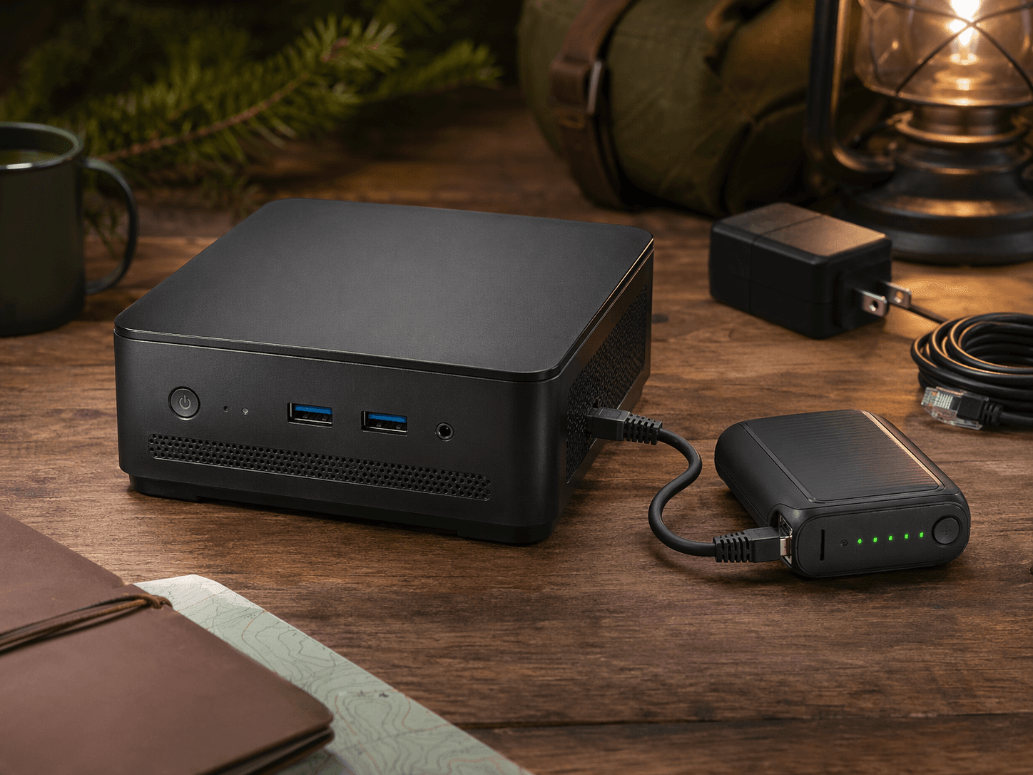 Mini PC appliance with portable router for offline local access